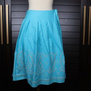 Talbots Blue Full Skirt White Eyelet Embroidery